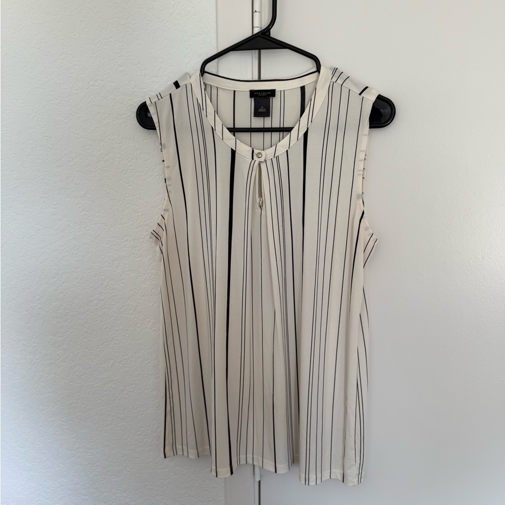 Ann Taylor Black and White Striped Blouse